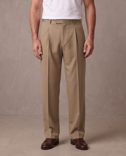 Pantalón de vestir de pinzas Aurelio - Caqui