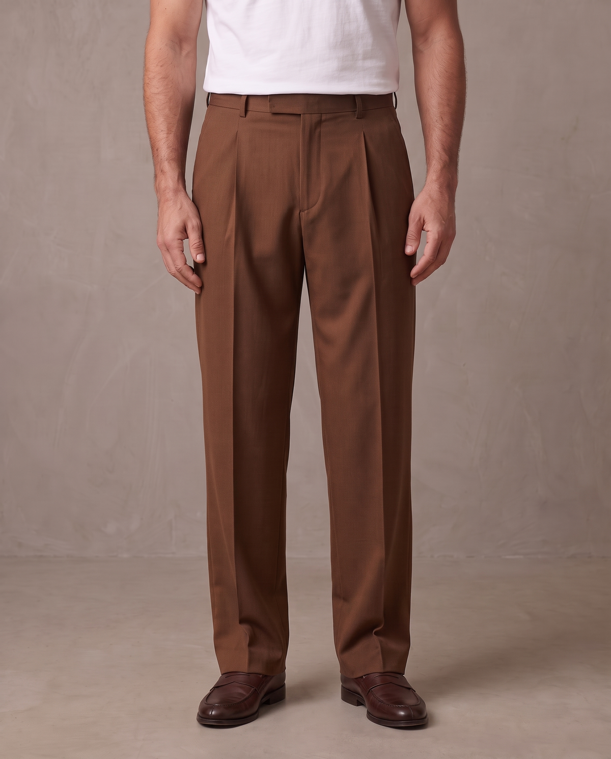 Pantalón de vestir de pinzas Aurelio - Marrón