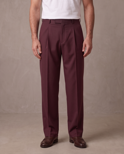 Pantalón de vestir de pinzas Aurelio - Burdeos