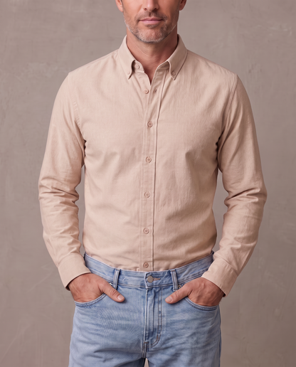 Camisa Oxford de algodón Bruno beige, tono incorrecto (antigua)