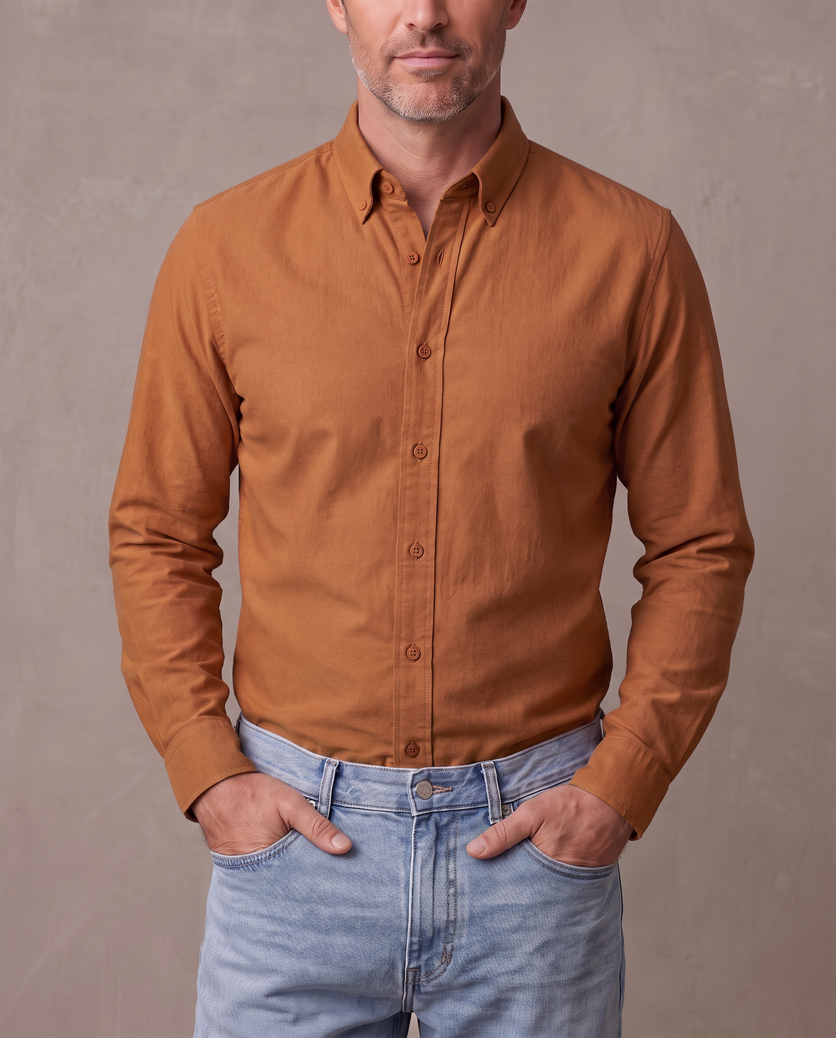 Camisa Oxford de algodón Bruno marrón tabaco, tono incorrecto (antigua)
