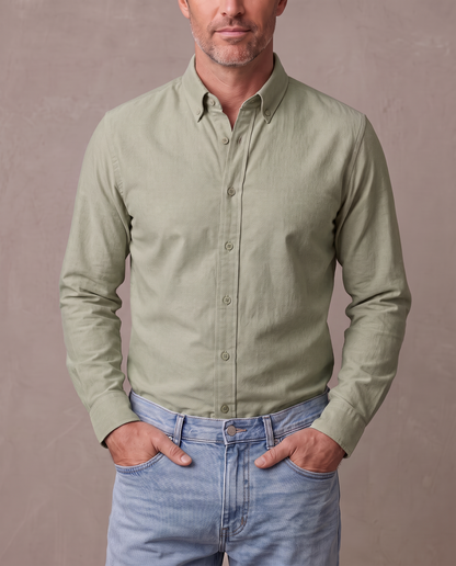 Camisa Oxford de algodón Bruno - Verde salvia
