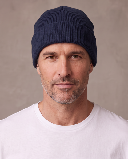 Gorro de punto con vuelta Ivo - Azul marino