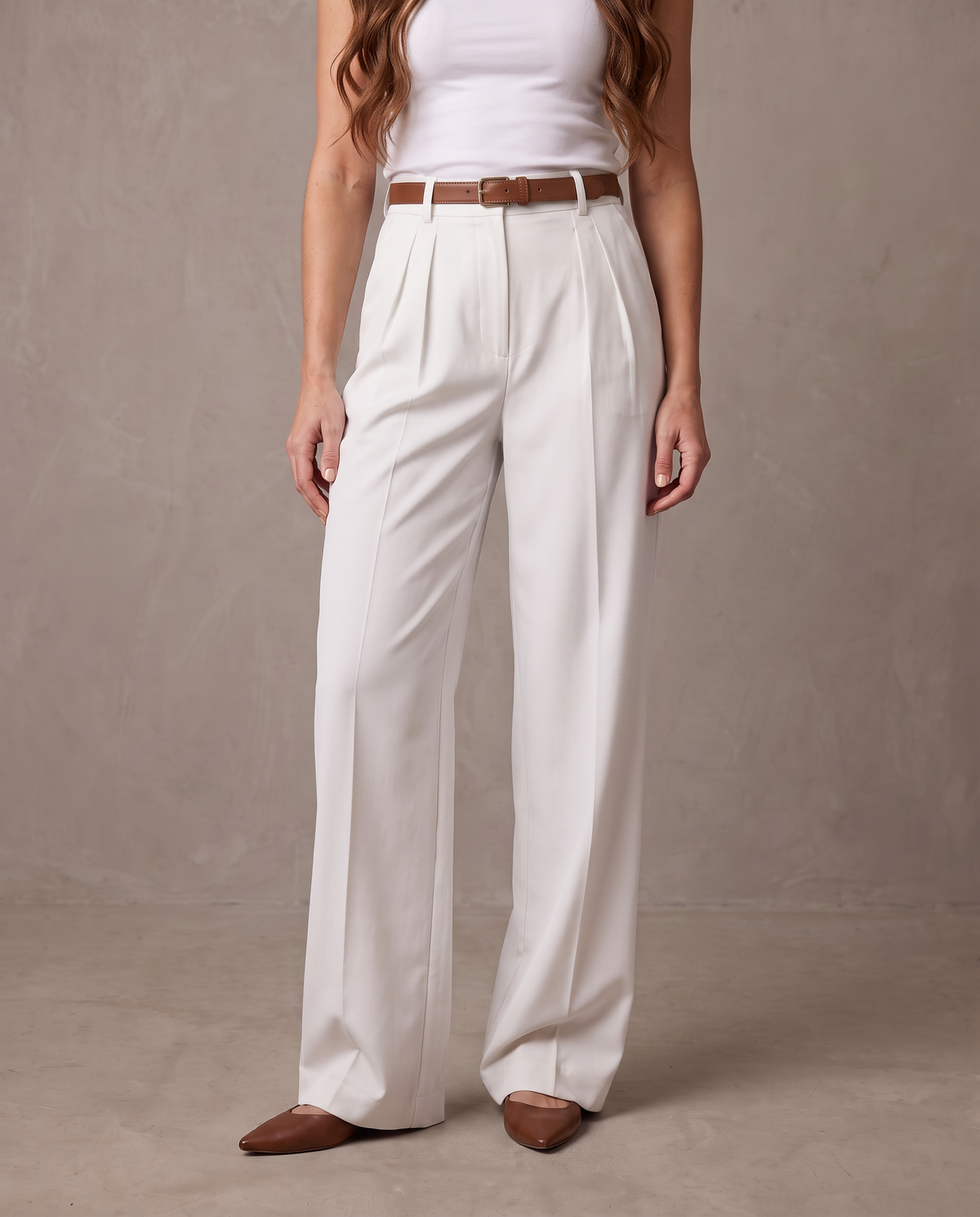 Pantalón de pinzas de pierna ancha Iris - Blanco