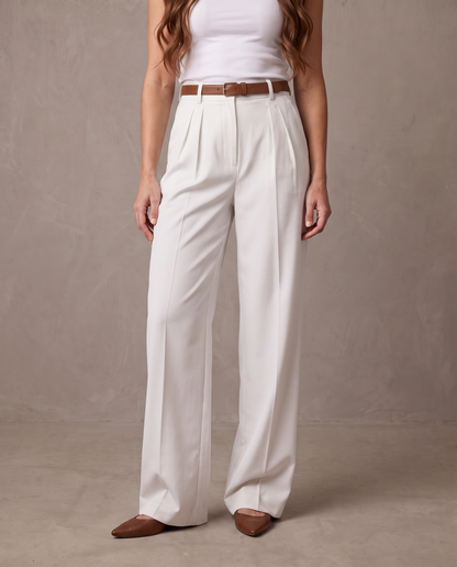 Pantalón de pinzas de pierna ancha Iris - Blanco