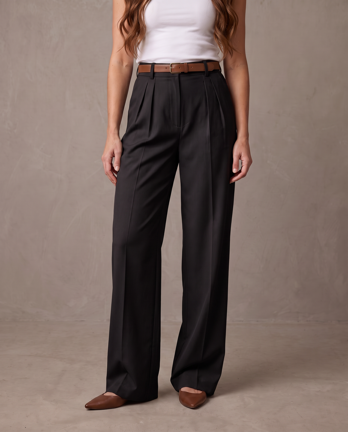 Pantalón de pinzas de pierna ancha Iris - Negro