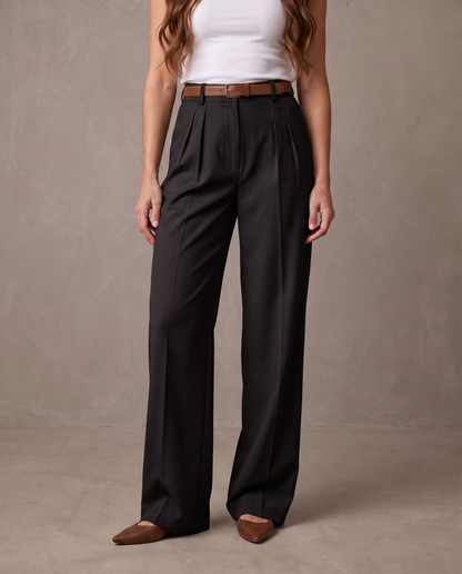 Pantalón de pinzas de pierna ancha Iris - Negro