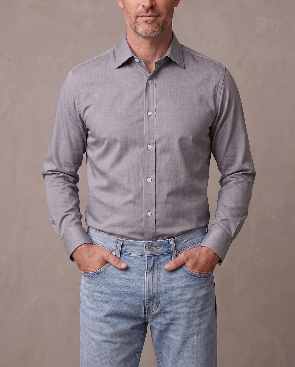 Camisa elástica de oficina Emil - Gris