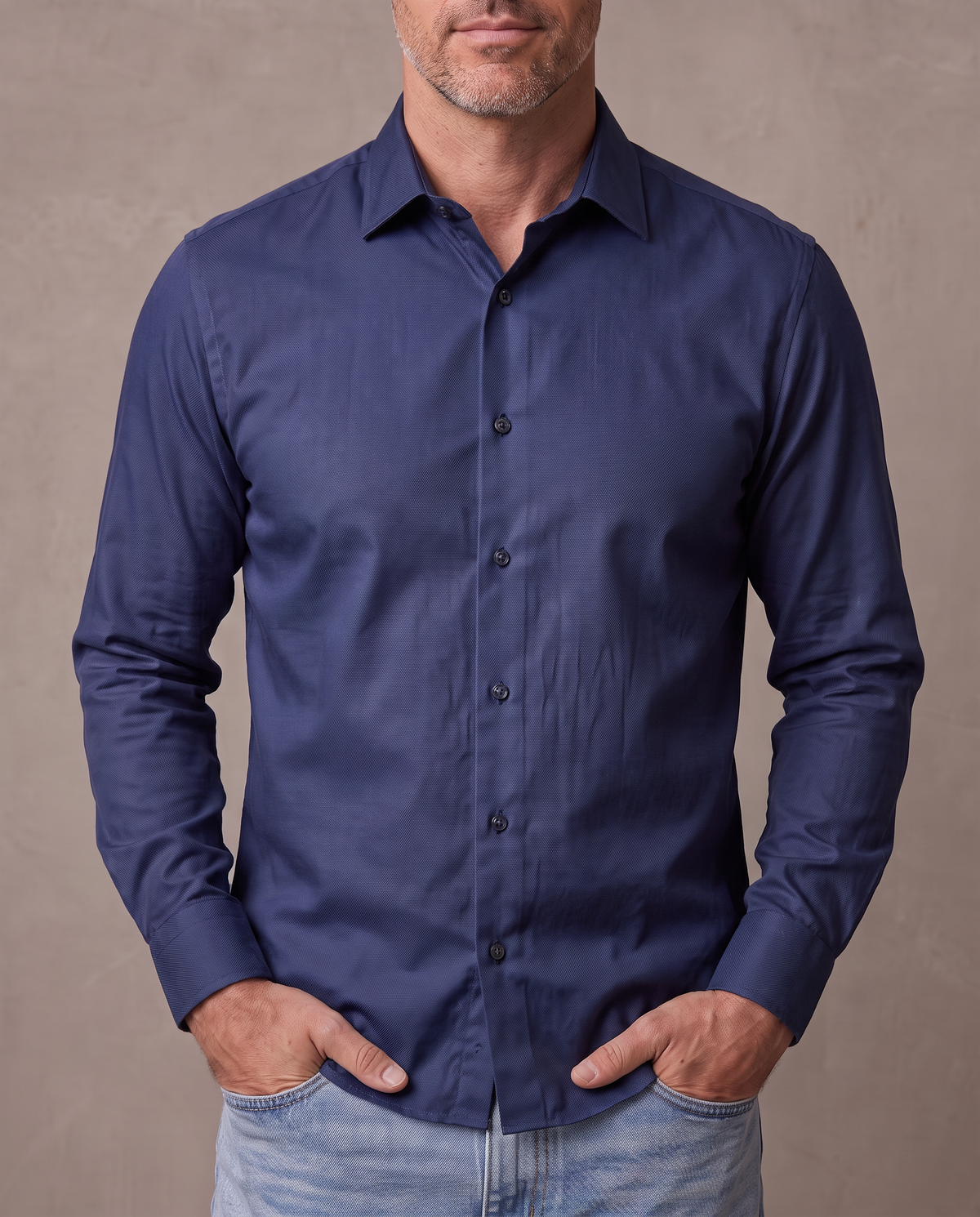 Camisa de vestir sin planchar Nolan - Azul oscuro