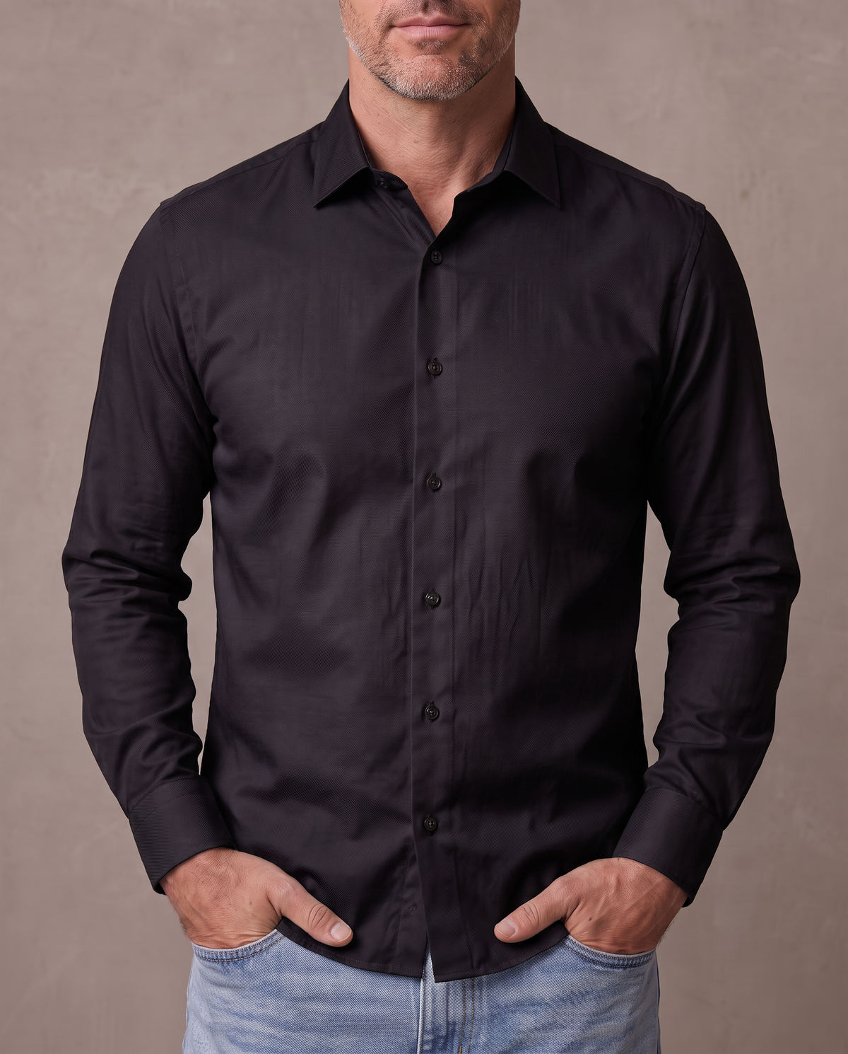 Camisa de vestir sin planchar Nolan - Negro