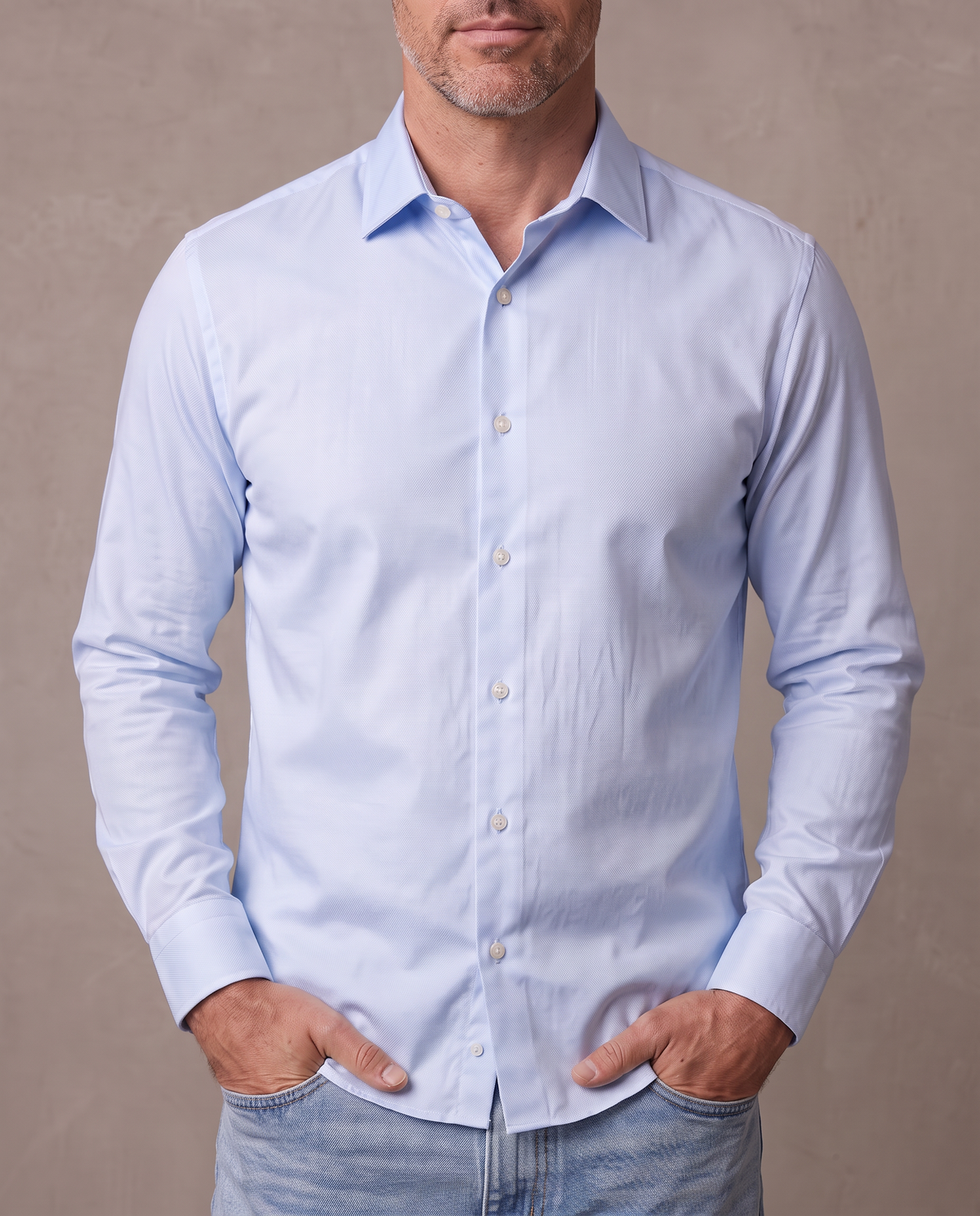 Camisa de vestir sin planchar Nolan - Azul claro