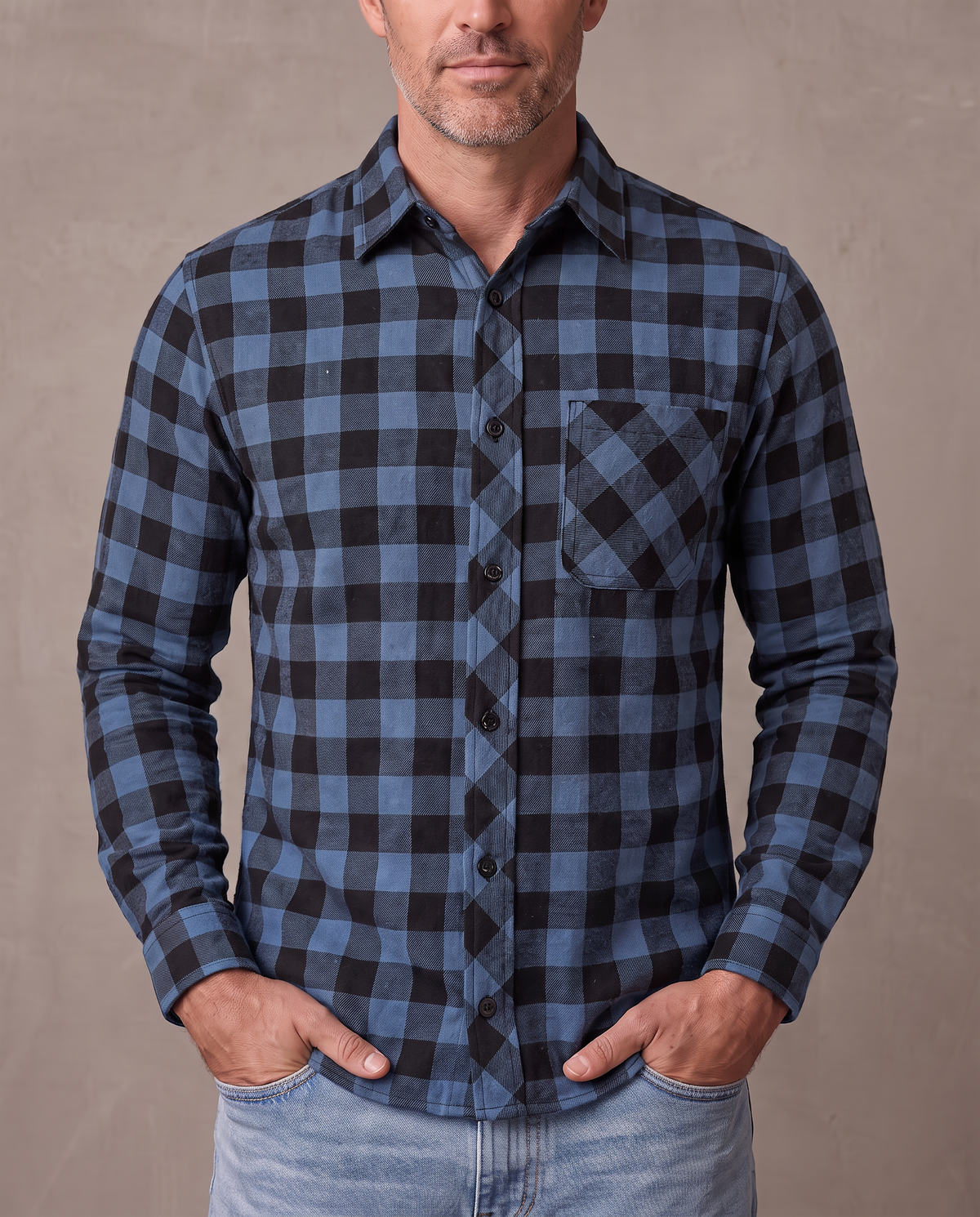 Camisa de cuadros Milo azul, tono incorrecto (antigua)