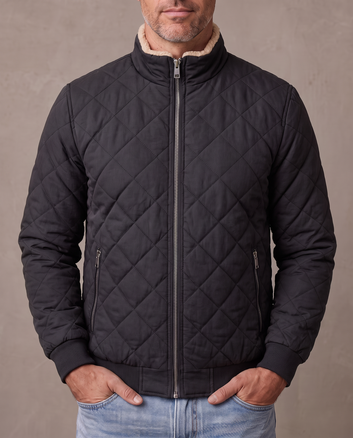 Bomber acolchada de rombos Knox - Negro