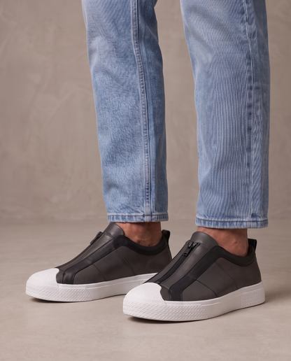 Zapatillas de piel Julien - Gris oscuro