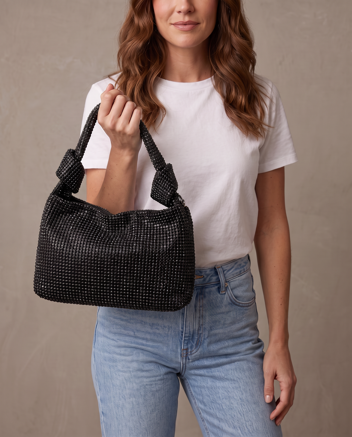 Bolso de pedrería Grace - Negro
