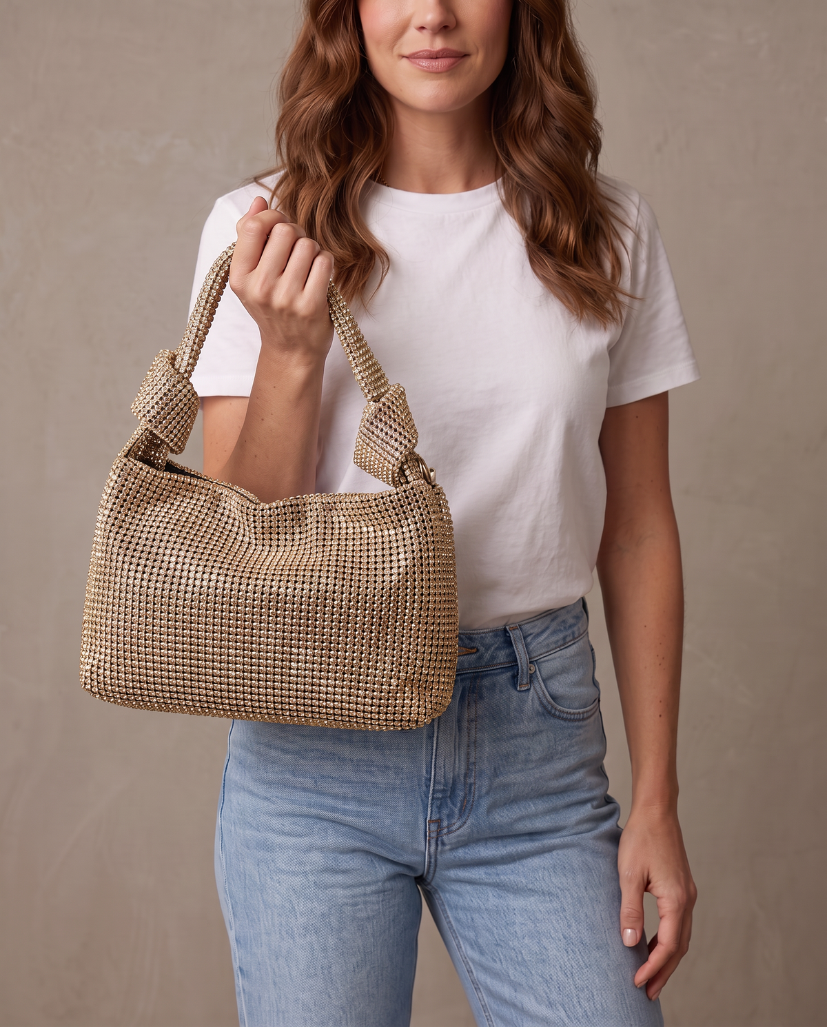 Bolso de pedrería Grace - Dorado