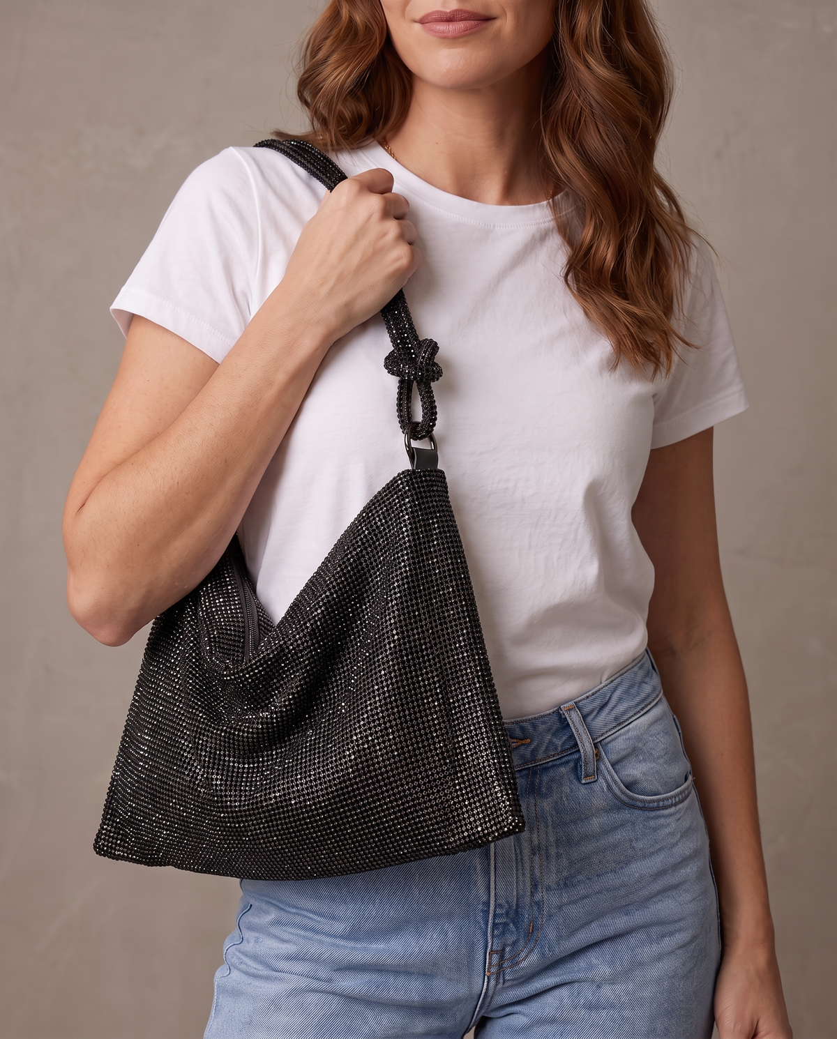 Bolso de pedrería Lisa - Negro
