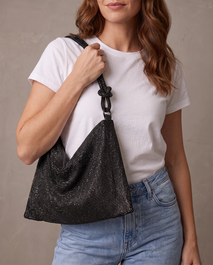 Bolso de pedrería Lisa - Negro
