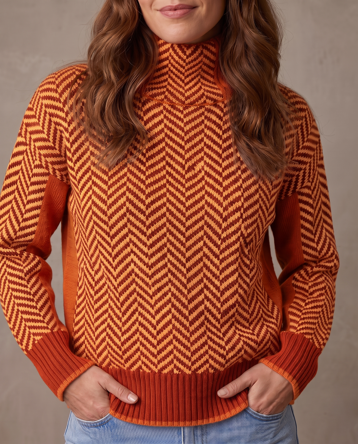 Jersey de cuello alto Jess, naranja (antigua)