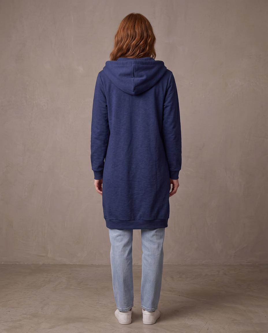 Abrigo sudadera largo con capucha Olivia, otra vista - Azul marino