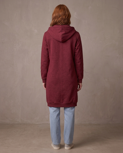 Abrigo sudadera largo con capucha Olivia, otra vista - Granate