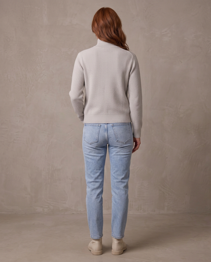 Jersey de cuello alto con botones Ingrid, otra vista - Gris claro
