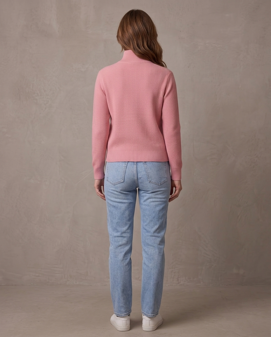 Jersey de cuello alto con botones Ingrid, otra vista - Rosa