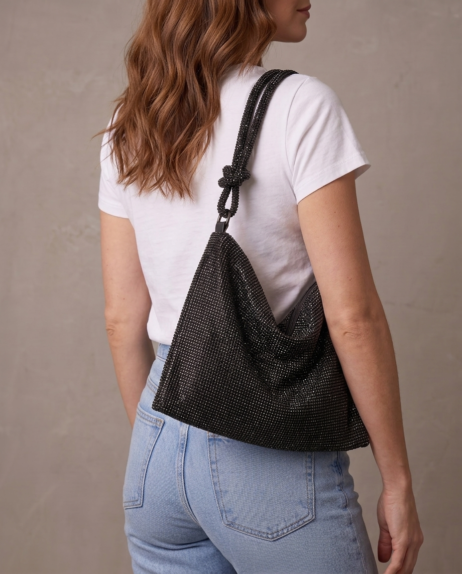 Bolso de pedrería Lisa, otra vista - Negro