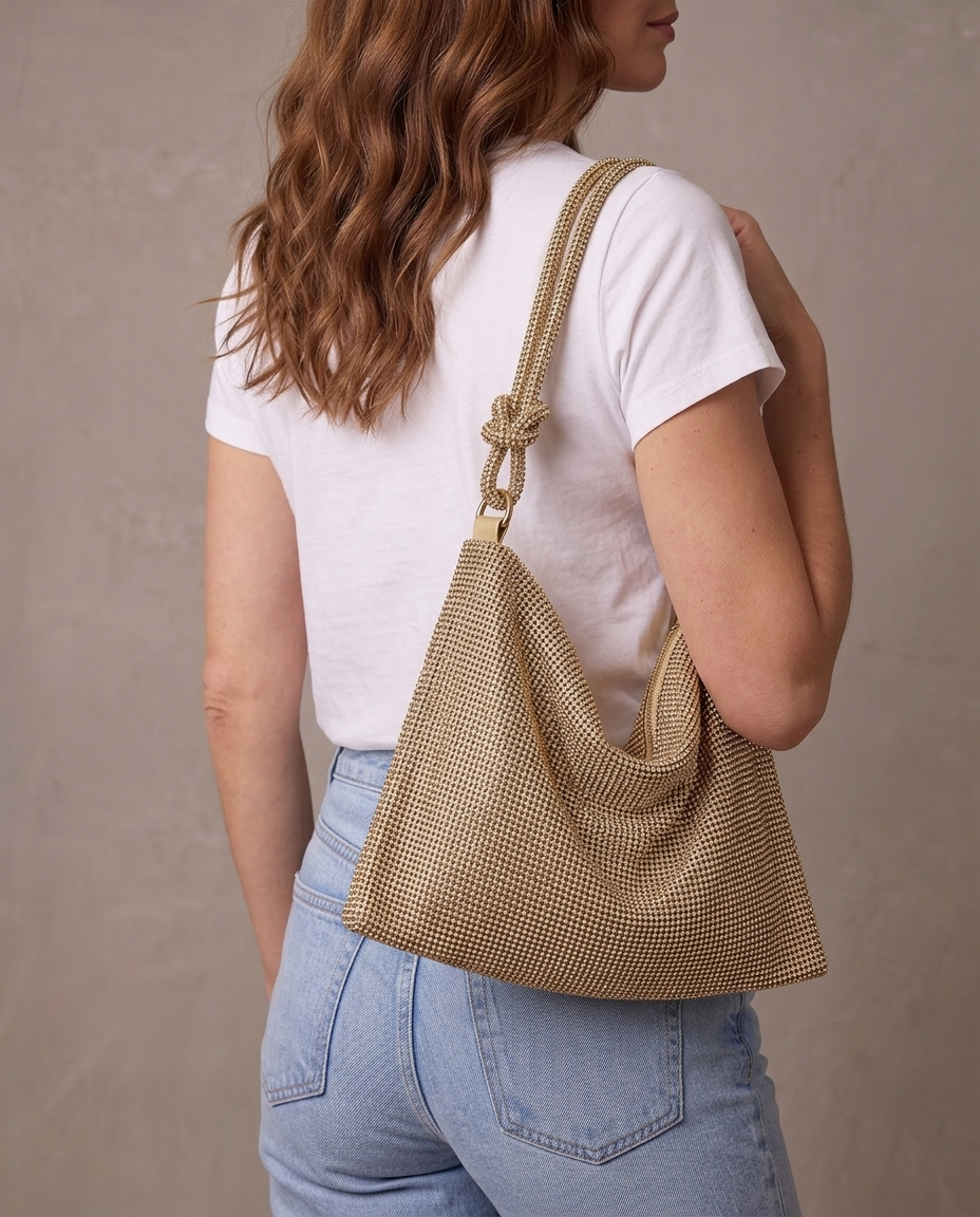 Bolso de pedrería Lisa, otra vista - Dorado