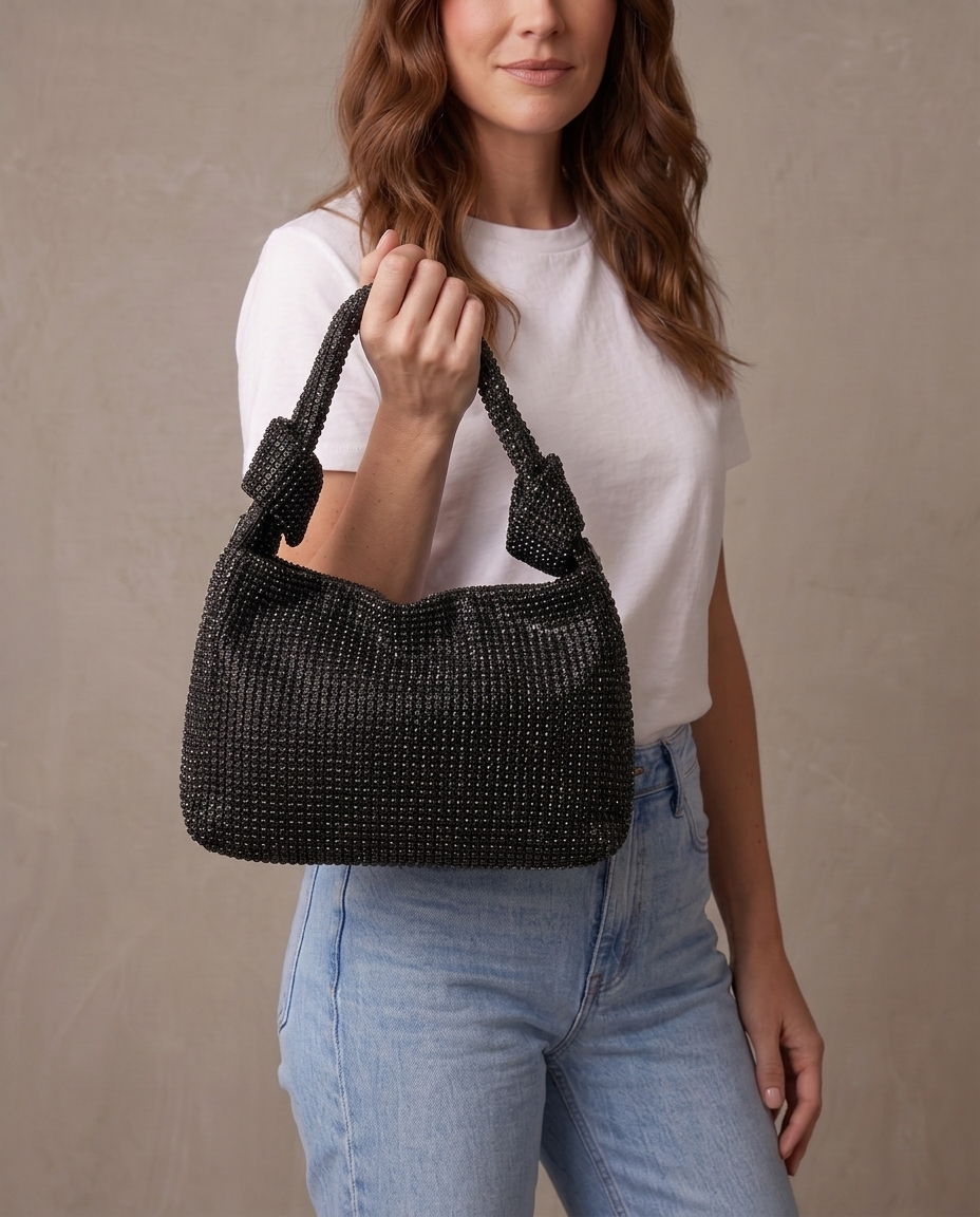 Bolso de pedrería Grace, otra vista - Negro