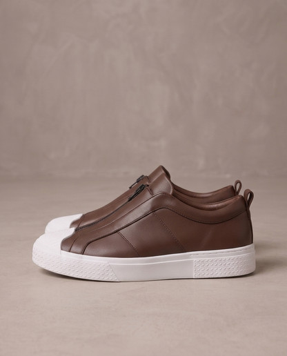Zapatillas de piel Julien, otra vista - Marrón café