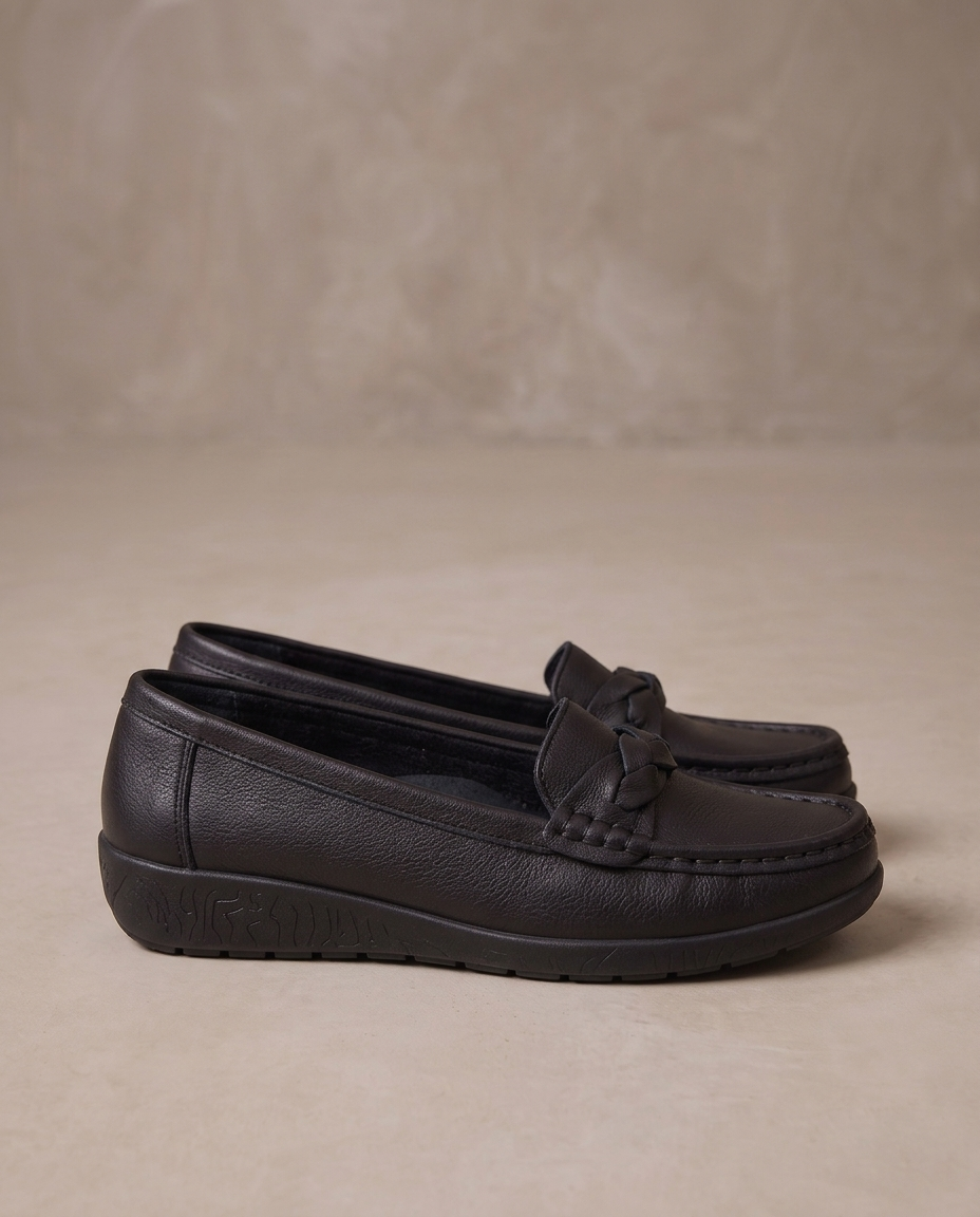 Mocasines trenzados Aria, otra vista - Negro