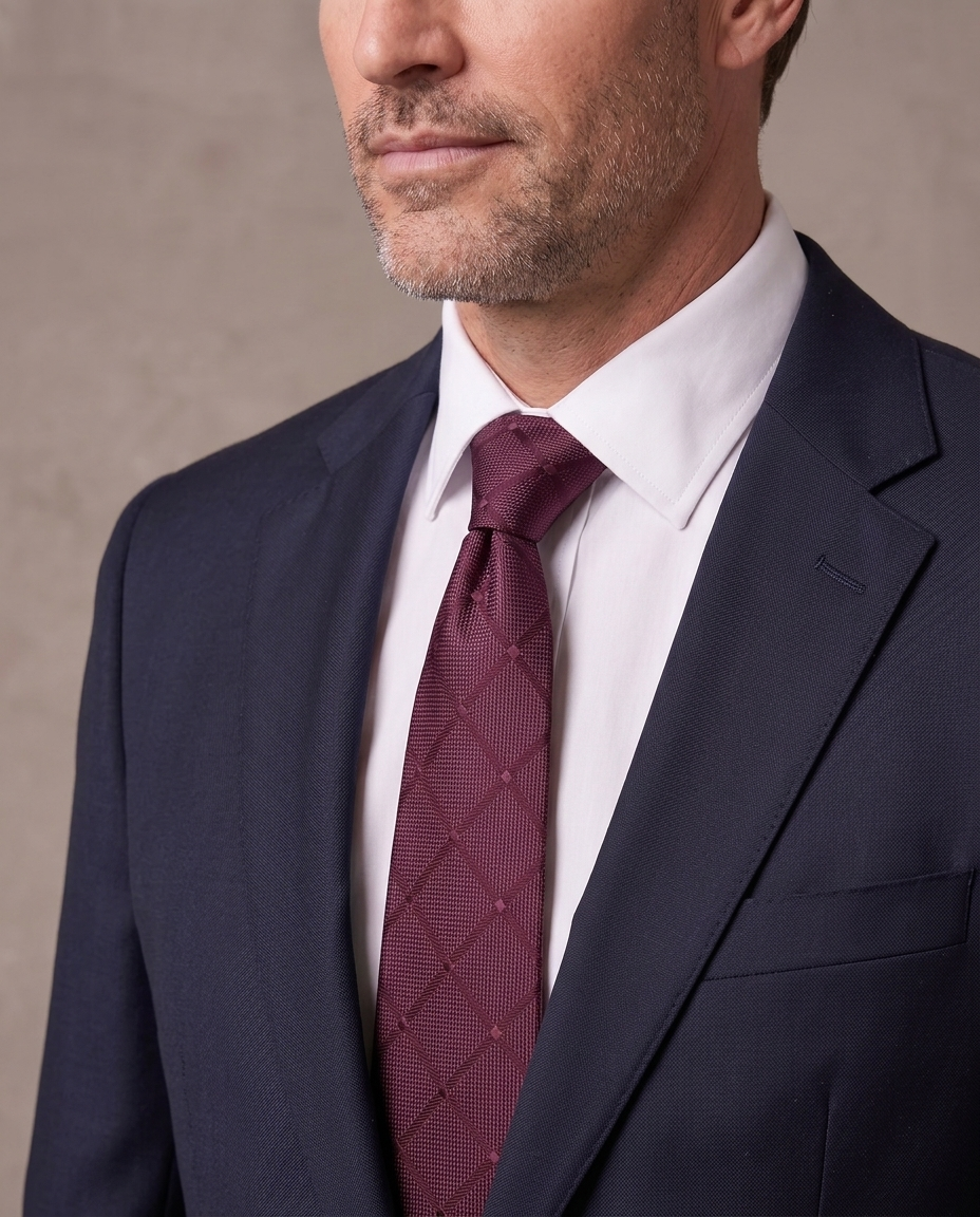 Corbata jacquard Hugo, otra vista - Burdeos
