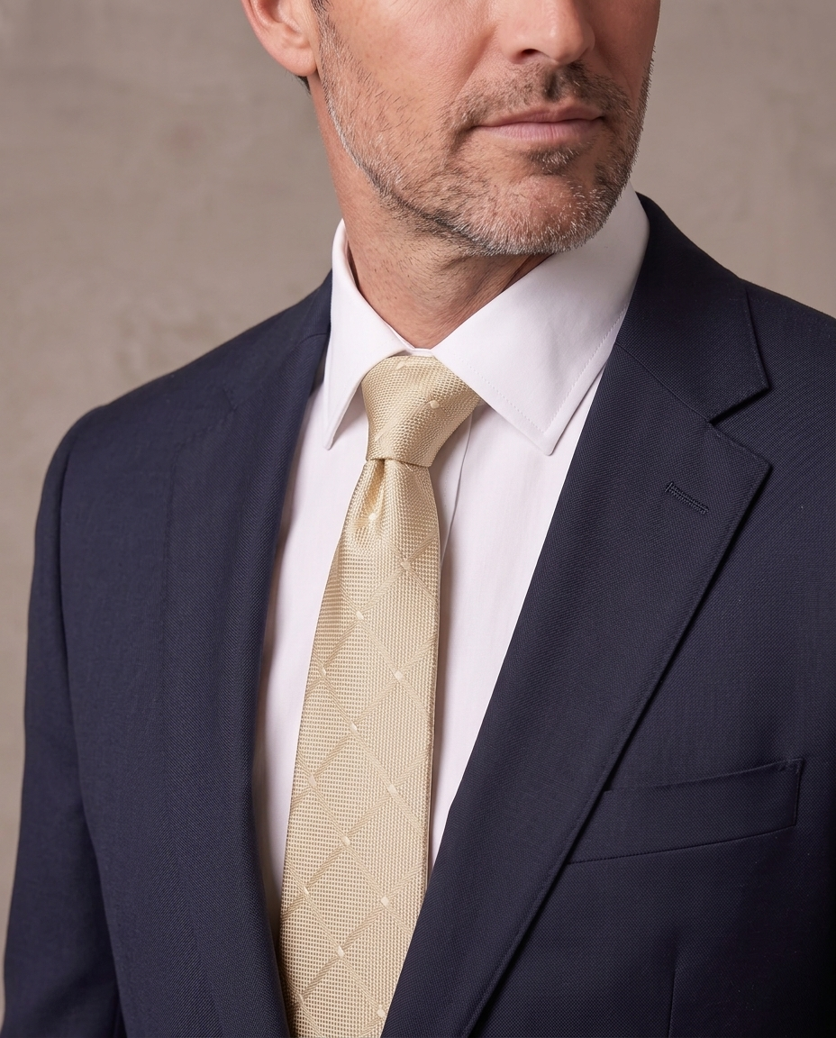 Corbata jacquard Hugo, otra vista - Champán