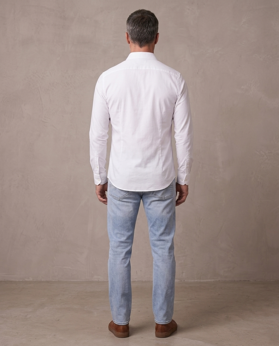 Camisa elástica antiarrugas Leo, otra vista - Blanco