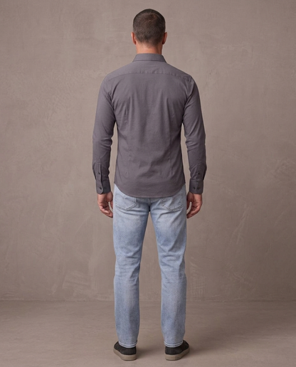 Camisa elástica antiarrugas Leo, otra vista - Gris