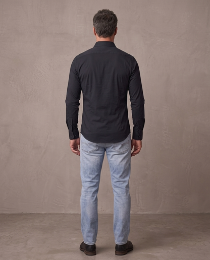 Camisa elástica antiarrugas Leo, otra vista - Negro