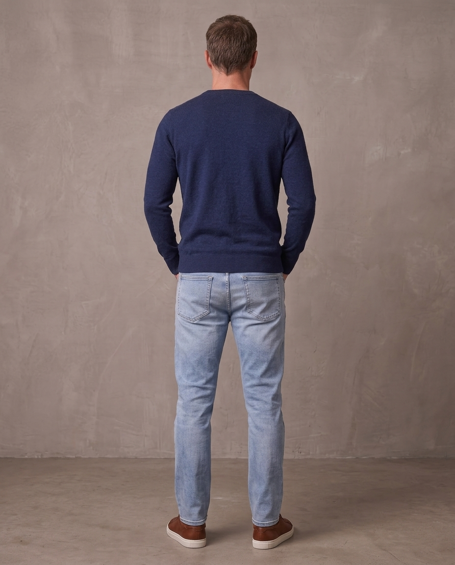 Jersey de punto fino Oliver, otra vista - Azul marino