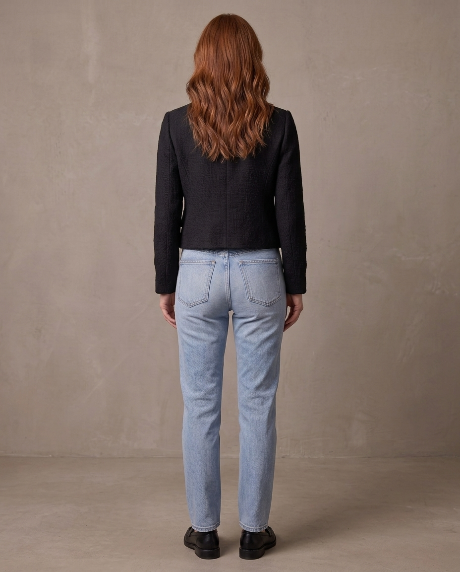 Chaqueta de tweed con botones dorados Margot, otra vista - Negro