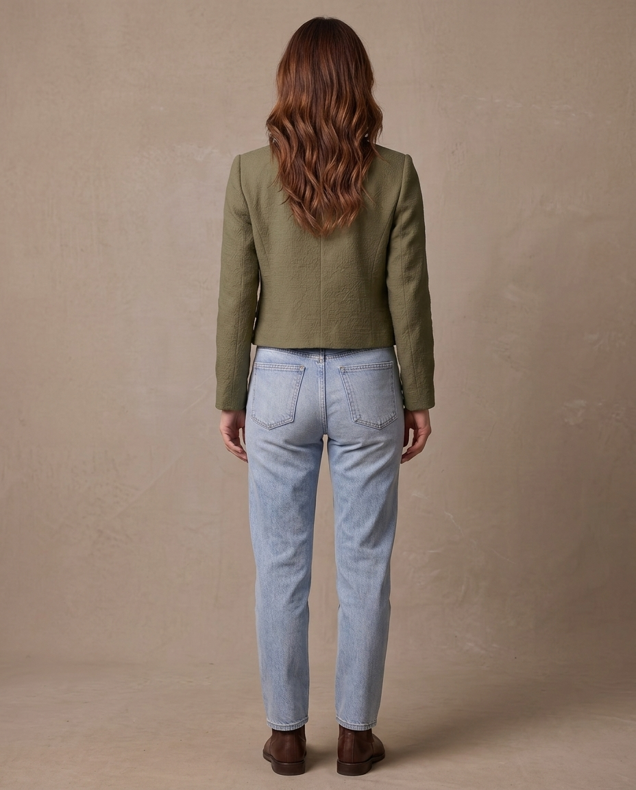 Chaqueta de tweed con botones dorados Margot, otra vista - Verde caqui