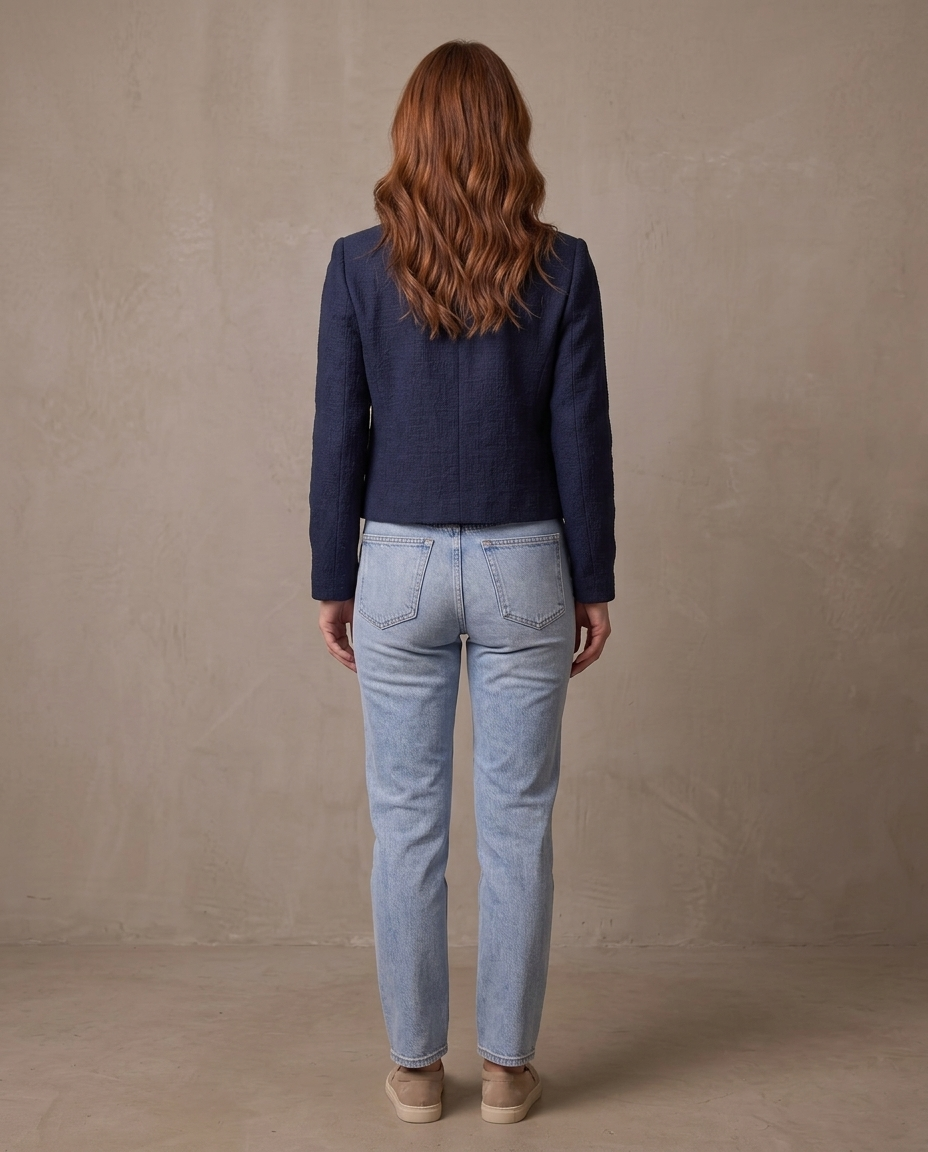 Chaqueta de tweed con botones dorados Margot, otra vista - Azul marino