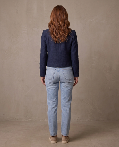 Chaqueta de tweed con botones dorados Margot, otra vista - Azul marino