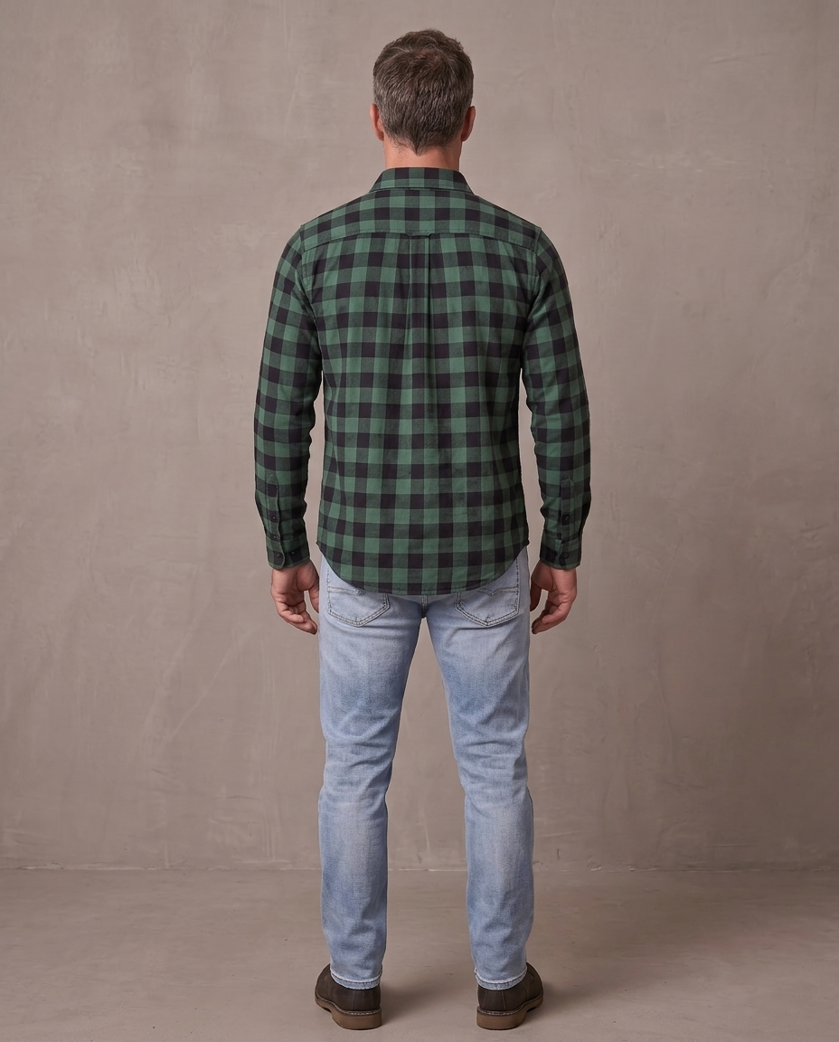 Camisa de cuadros Milo, otra vista - Verde