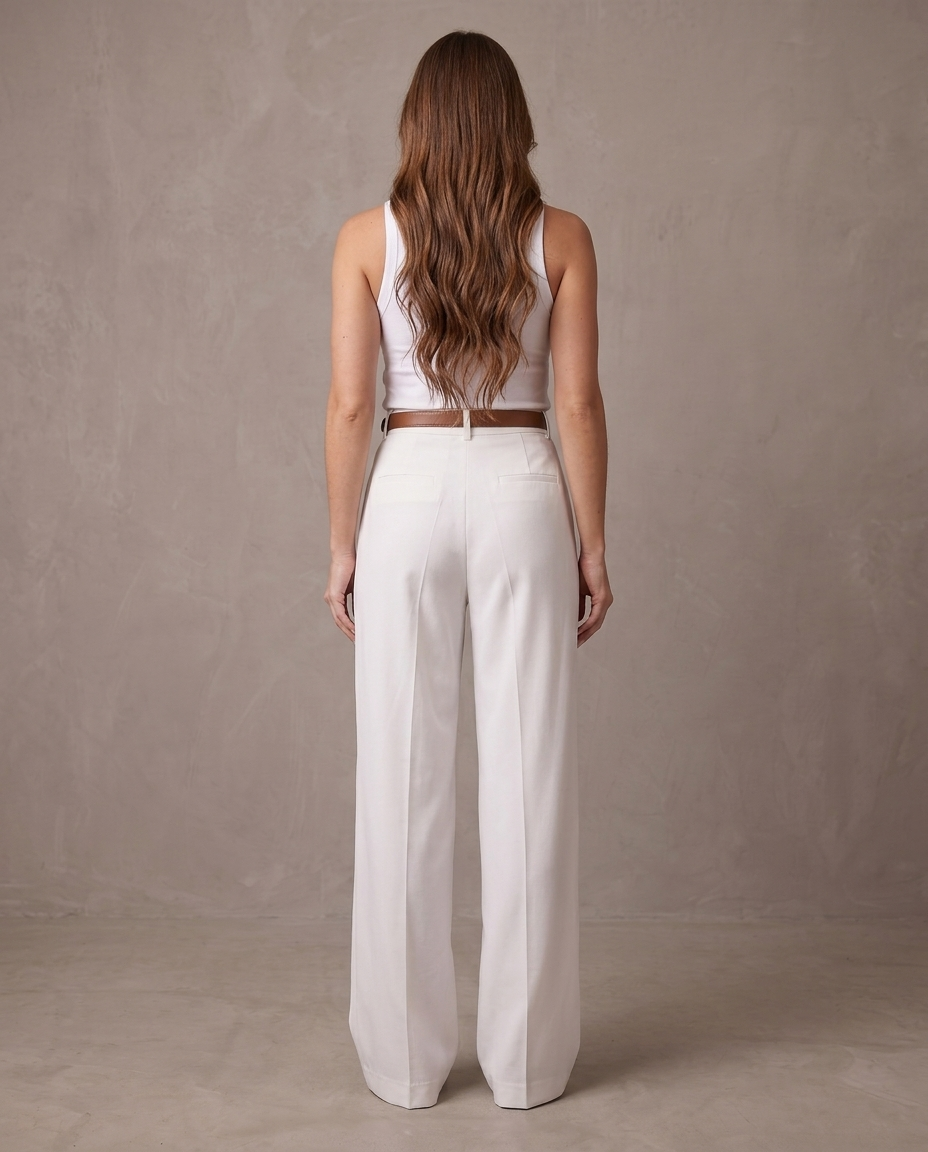 Pantalón de pinzas de pierna ancha Iris, otra vista - Blanco