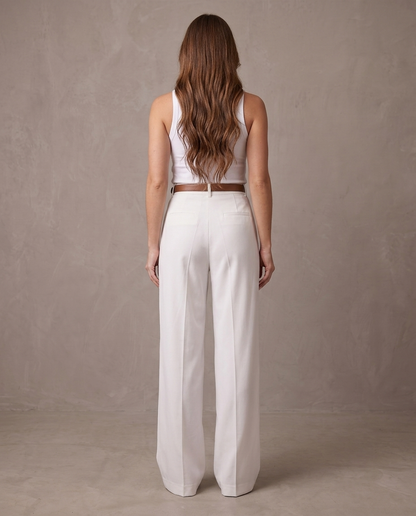 Pantalón de pinzas de pierna ancha Iris, otra vista - Blanco