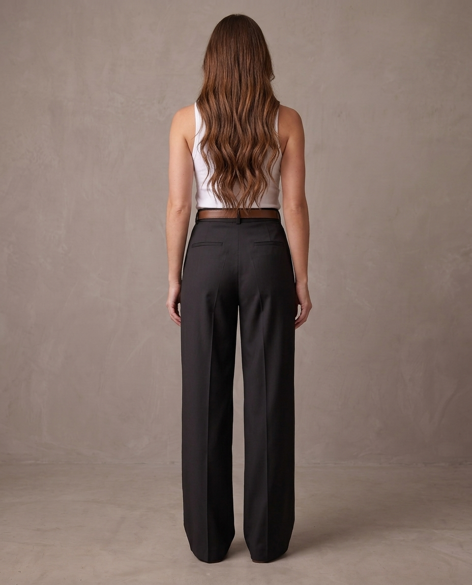 Pantalón de pinzas de pierna ancha Iris, otra vista - Negro