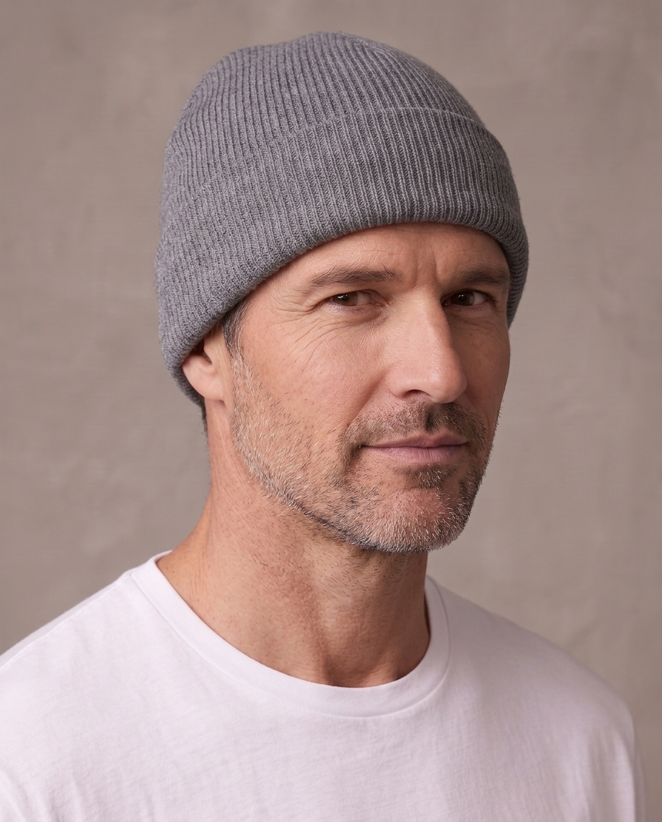 Gorro de punto con vuelta Ivo, otra vista - Gris