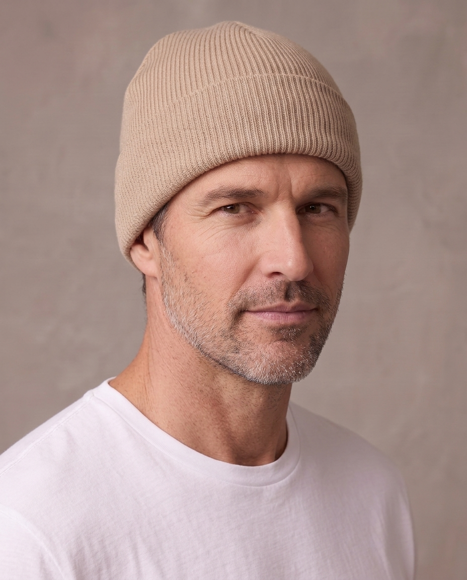 Gorro de punto con vuelta Ivo, otra vista - Beige