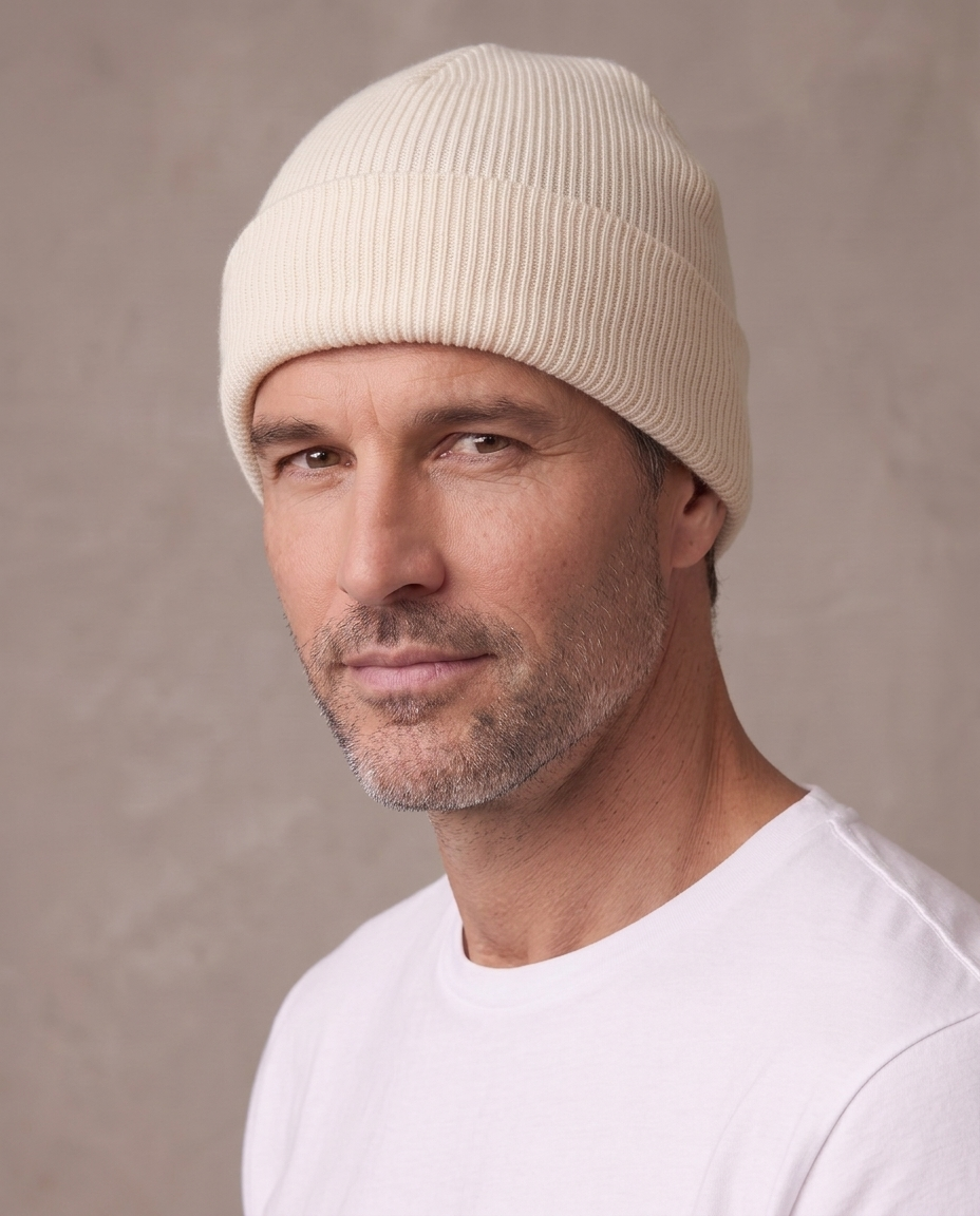 Gorro de punto con vuelta Ivo, otra vista - Crudo