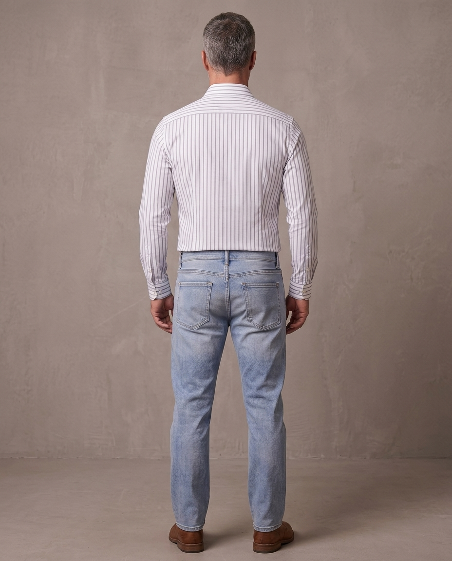 Camisa de rayas sin planchar Lorenzo, otra vista - Raya gris